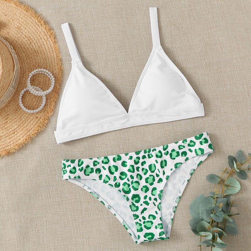 

Leopard Triangle Bikini Swimsuit, Multicolor
