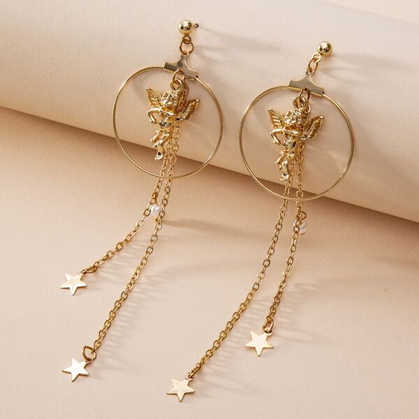 

Angel Round Drop Earrings, Gold