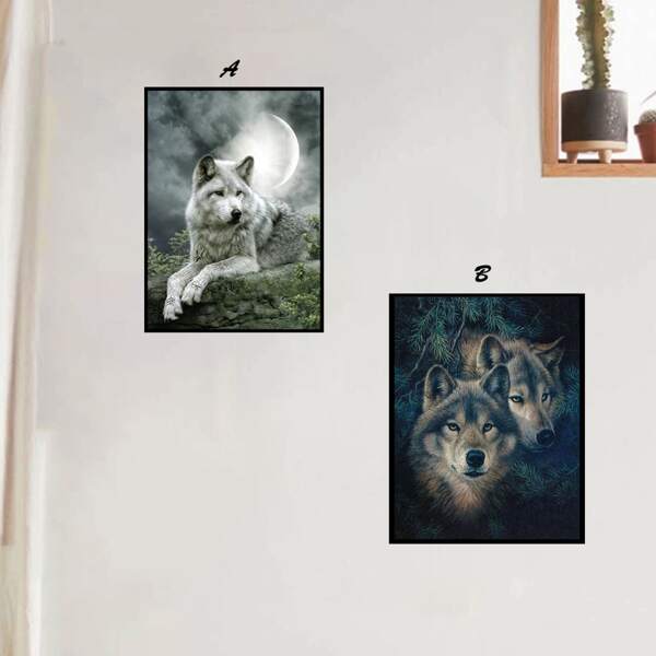 

1pc Wolf Print Diamond Painting, Multicolor