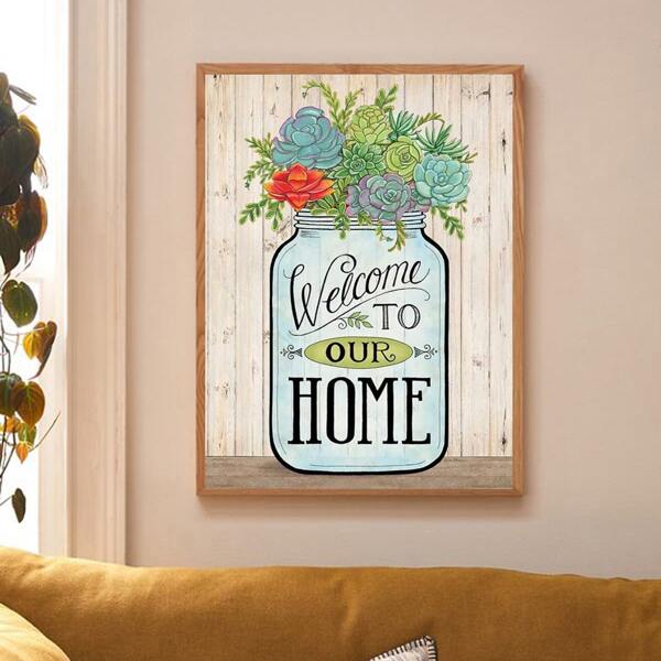 

Flower Print Wall Painting Without Frame, Multicolor