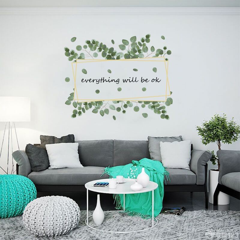 

Plant & Slogan Graphic Wall Sticker, Multicolor
