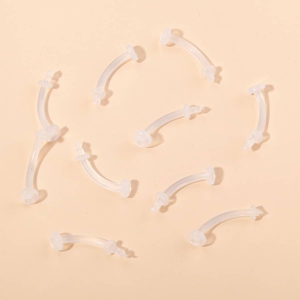 

10pcs Clear Plain Belly Bar Set