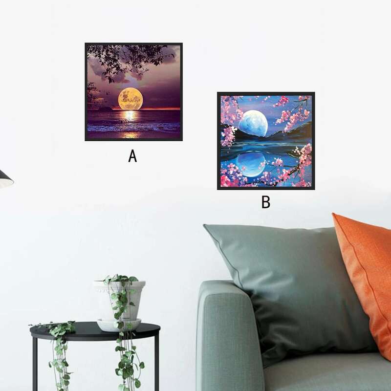 

1pc Moon Print Diamond Painting, Multicolor