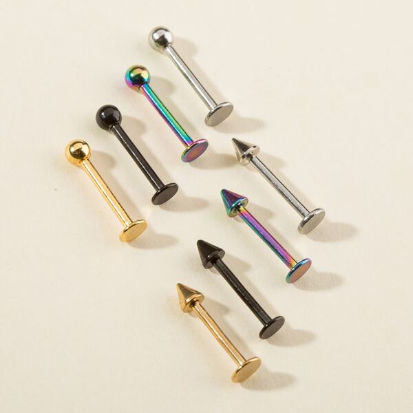 

8pcs Round Ball Decor Lip Stud, Multicolor