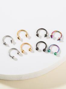 8 cái/bộ nhẫn mũi tròn bằng thép không gỉ, đơn giản và phong cách dành cho nữ & nam, thể hiện sự táo bạo với món quà trang sức cơ thể sắc sảo này - Nhiều màu - Xem 1