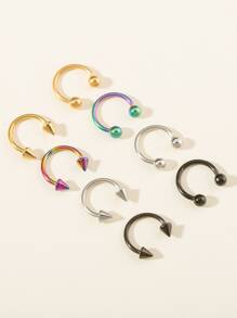 8 cái/bộ nhẫn mũi tròn bằng thép không gỉ, đơn giản và phong cách dành cho nữ & nam, thể hiện sự táo bạo với món quà trang sức cơ thể sắc sảo này - Nhiều màu - Xem 2