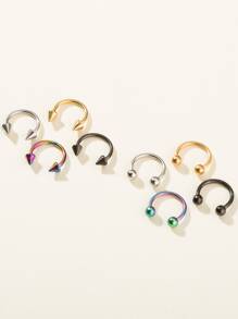 8 cái/bộ nhẫn mũi tròn bằng thép không gỉ, đơn giản và phong cách dành cho nữ & nam, thể hiện sự táo bạo với món quà trang sức cơ thể sắc sảo này - Nhiều màu - Xem 3