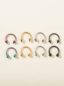 8 cái/bộ nhẫn mũi tròn bằng thép không gỉ, đơn giản và phong cách dành cho nữ & nam, thể hiện sự táo bạo với món quà trang sức cơ thể sắc sảo này - Nhiều màu - Xem 5
