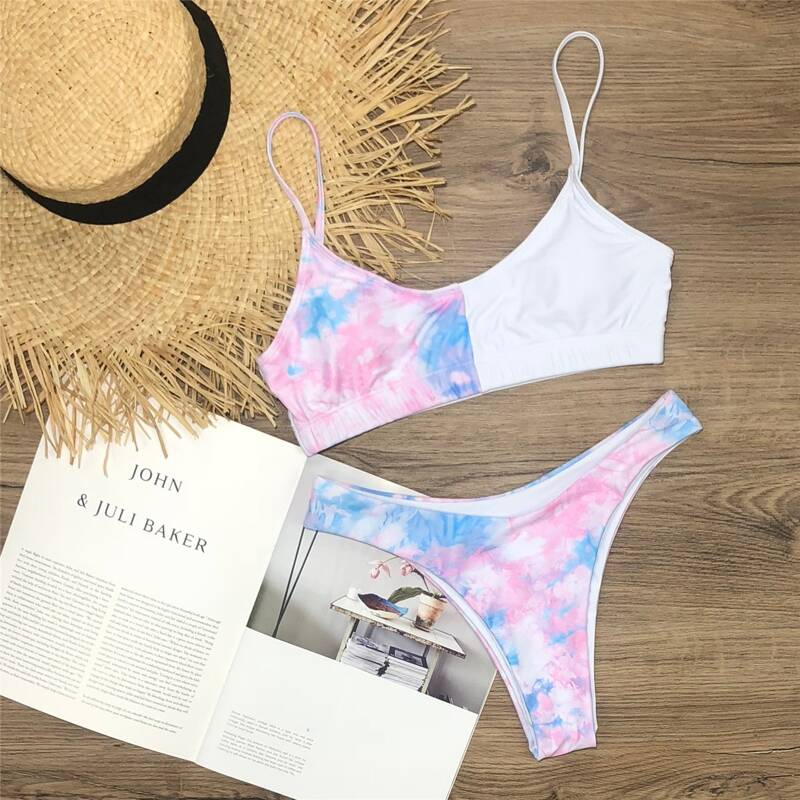 

Tie Dye High Cut Bikini Swimsuit, Multicolor