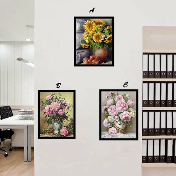 

1pc Floral Pattern Diamond Painting, Multicolor