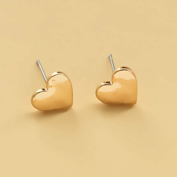 

Girls Heart Decor Stud Earrings, Gold