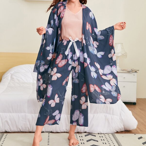 

4pcs Butterfly Print PJ Set, Multicolor