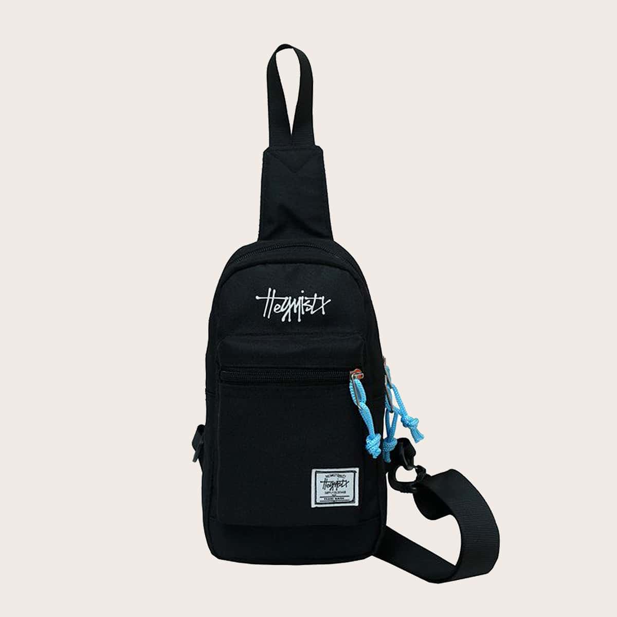 

Letter Graphic Sling Bag, Black