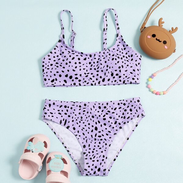 

Girls Dalmatian Bikini Swimsuit, Pastel lilac purple