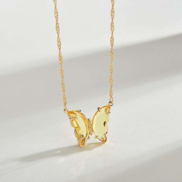 

Butterfly Decor Necklace, Yellow