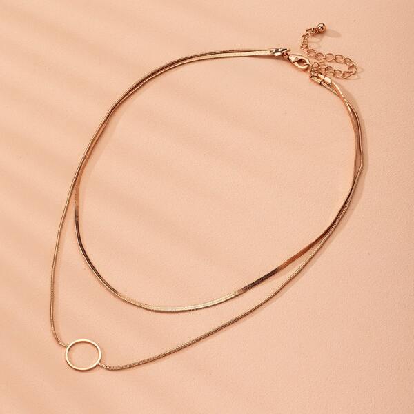 

Ring Decor Layered Necklace, Gold