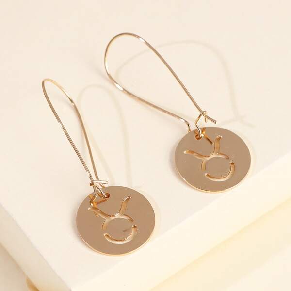

Hollow Out Round Drop Earrings, Gold