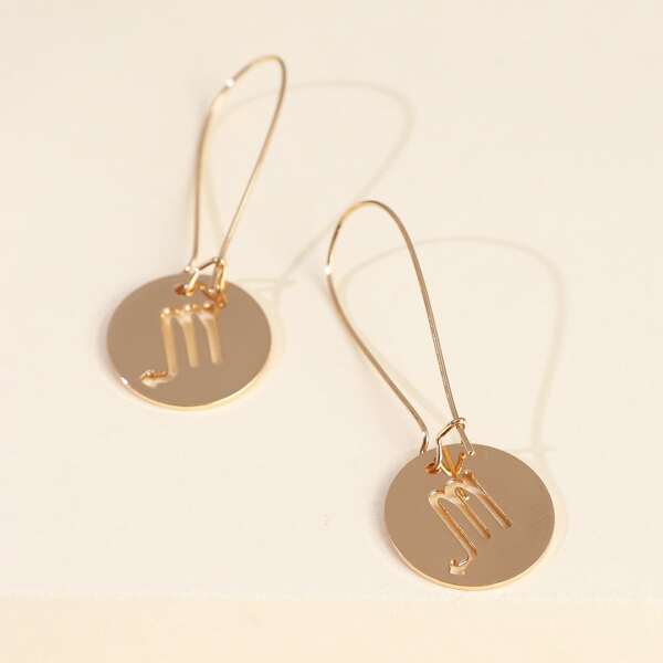 

Hollow Out Round Drop Earrings, Gold