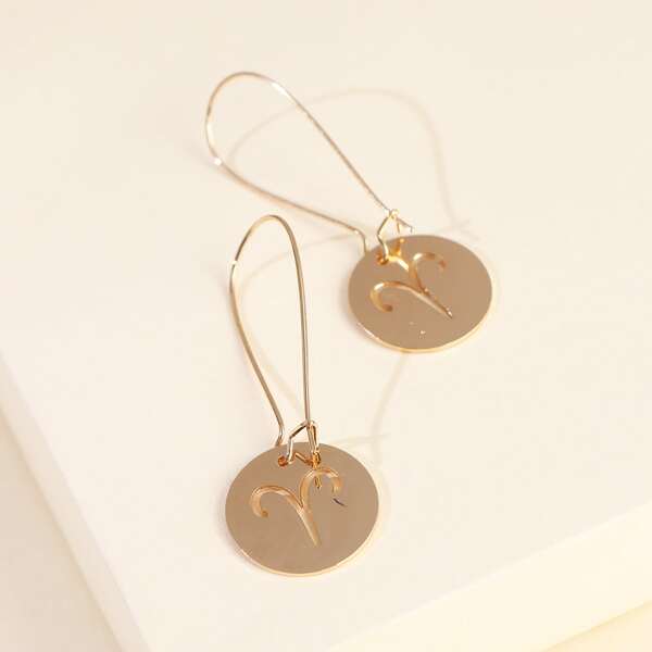 

Hollow Out Round Drop Earrings, Gold