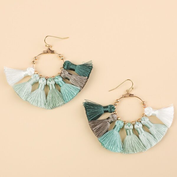 

Colorful Tassel Decor Drop Earrings, Multicolor