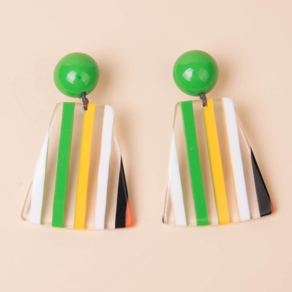 

Colorful Striped Pattern Drop Earrings, Multicolor