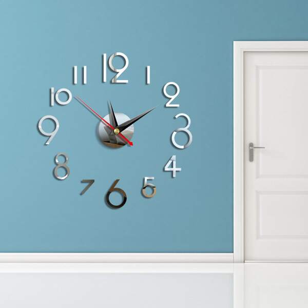

1pc Mirror Surface Wall Clock, Multicolor