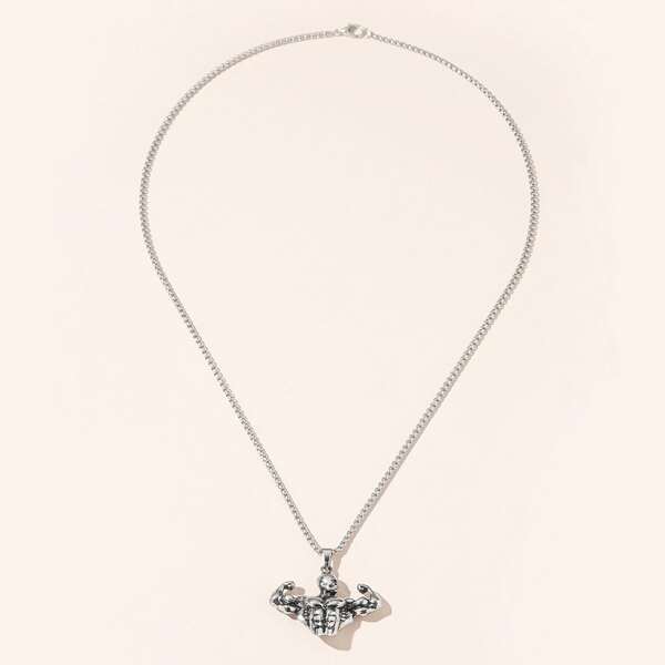 

Men Figure Charm Necklace, Silver