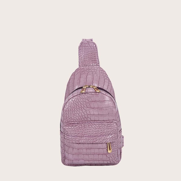 

Girls Croc Embossed Sling Bag, Purple