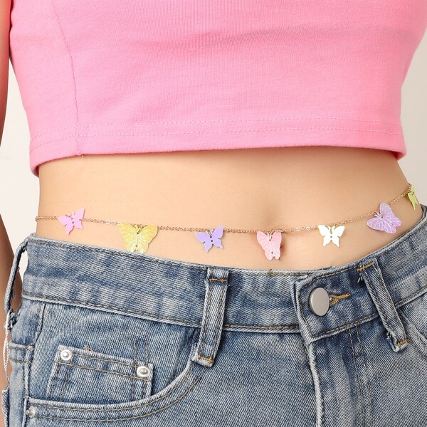 

Butterfly Decor Waist Chain, Multicolor