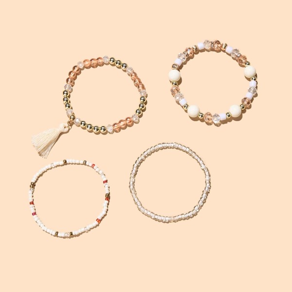 

4pcs Tassel Charm Bracelet, Multicolor