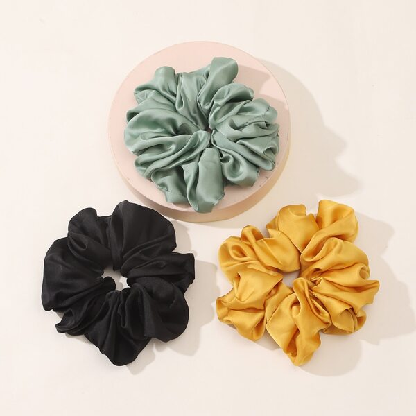 

3pcs Plain Elastic Scrunchie, Multicolor