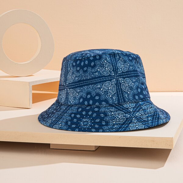 

Paisley Pattern Bucket Hat, Blue