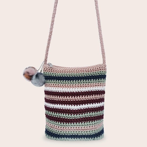 

Colorblock Braided Crossbody Bag, Multicolor