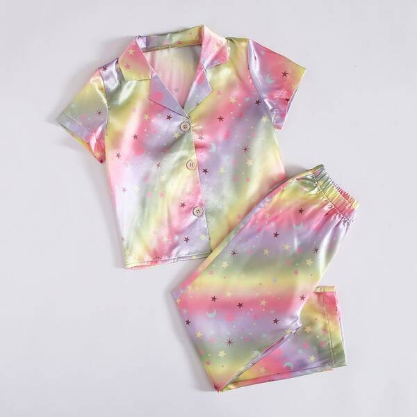 

Toddler Girls Ombre Galaxy Print Satin PJ Set, Multicolor