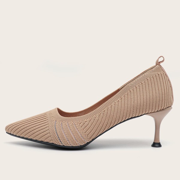 

Point Toe Knit Court Pumps, Apricot