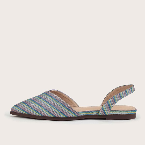 

Glitter Decor Striped Graphic Slingback Flats, Multicolor
