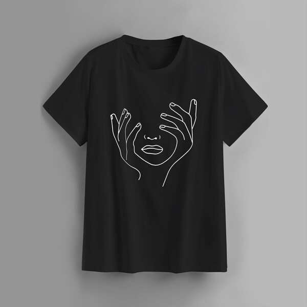 

Plus Figure Graphic Short Sleeve Tee, Black