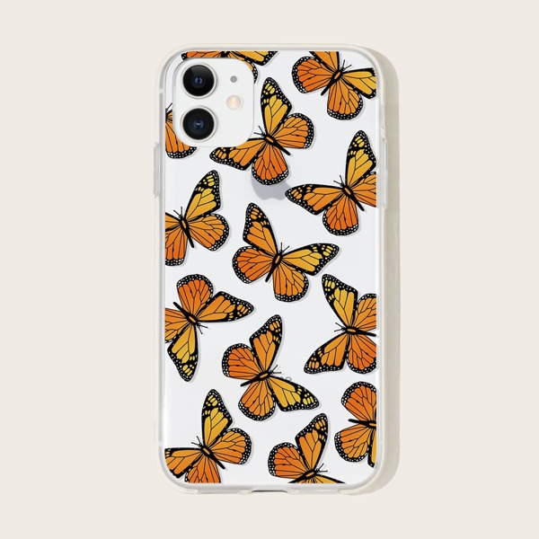 

1шт чехол для iPhone с принтом бабочки, Оранжевый