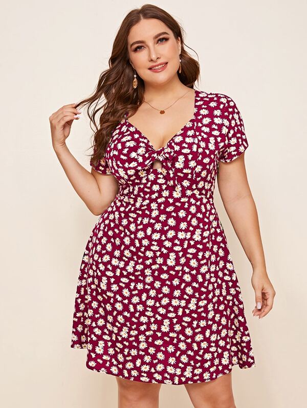 tie front a line dress