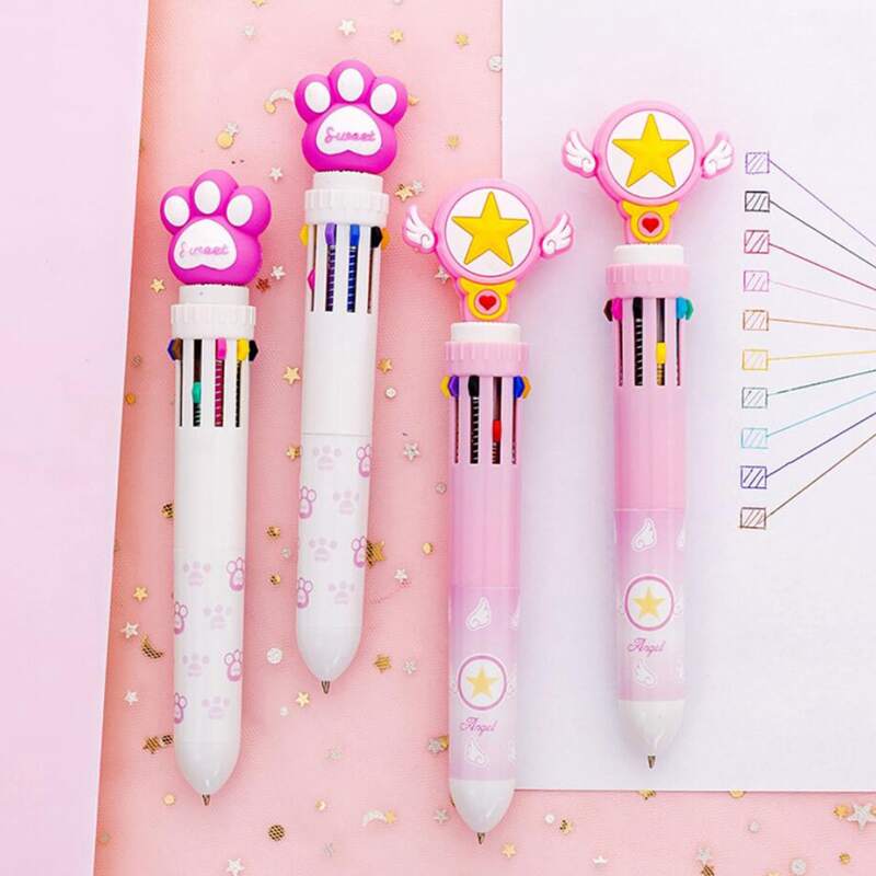 

1pc Cartoon Shaped 10-color Ball Pen, Multicolor