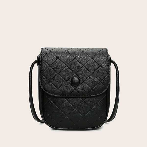 

Quilted Flap Crossbody Bag, Black