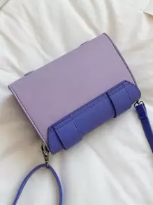 Teenage Girls' Personalized Graffiti Pattern Shoulder Bag With Flap, Fashionable Shoulder Bag - Purple - View 2