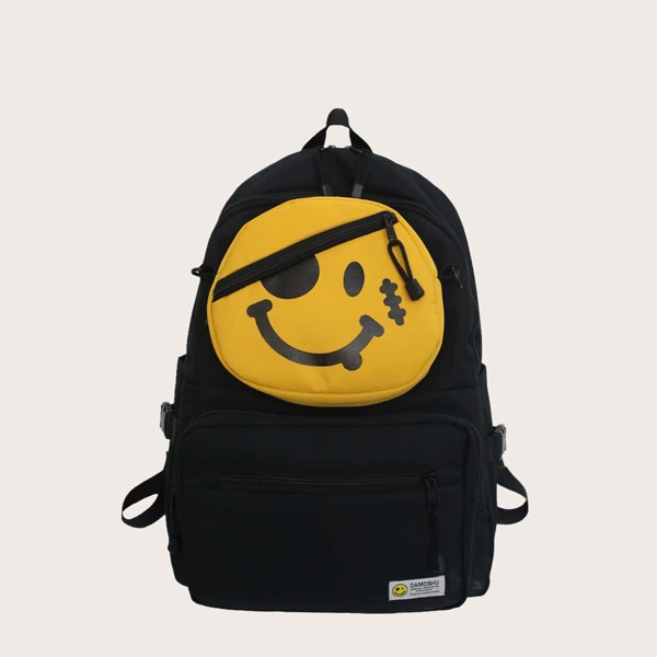 

Men Cartoon Graphic Large Capacity Backpack, Black