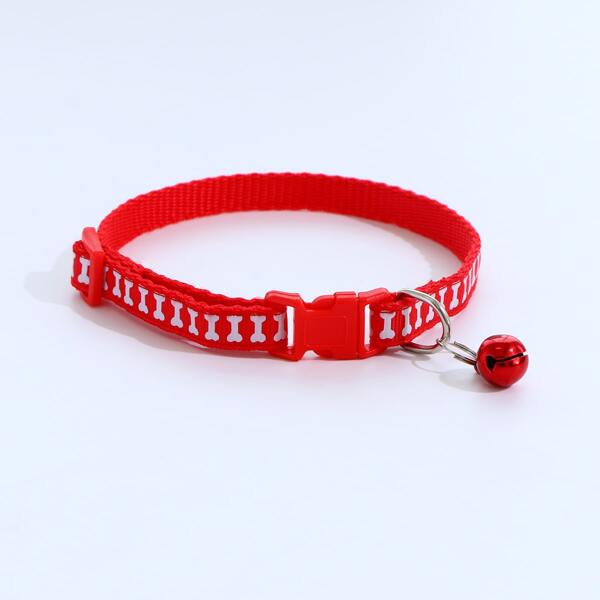 

1pc Dog Collar With Bell, Red