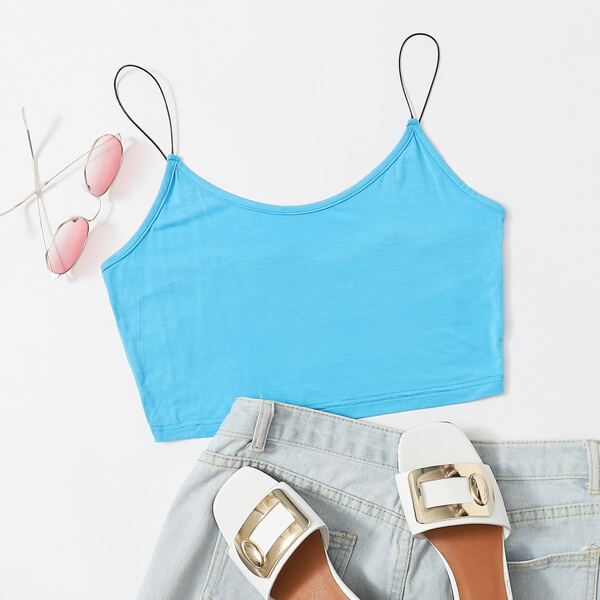 

Solid Crop Cami Top, Bright baby blue