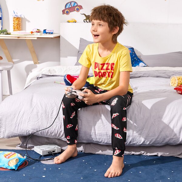 

Boys Letter & Cartoon Graphic PJ Set, Multicolor