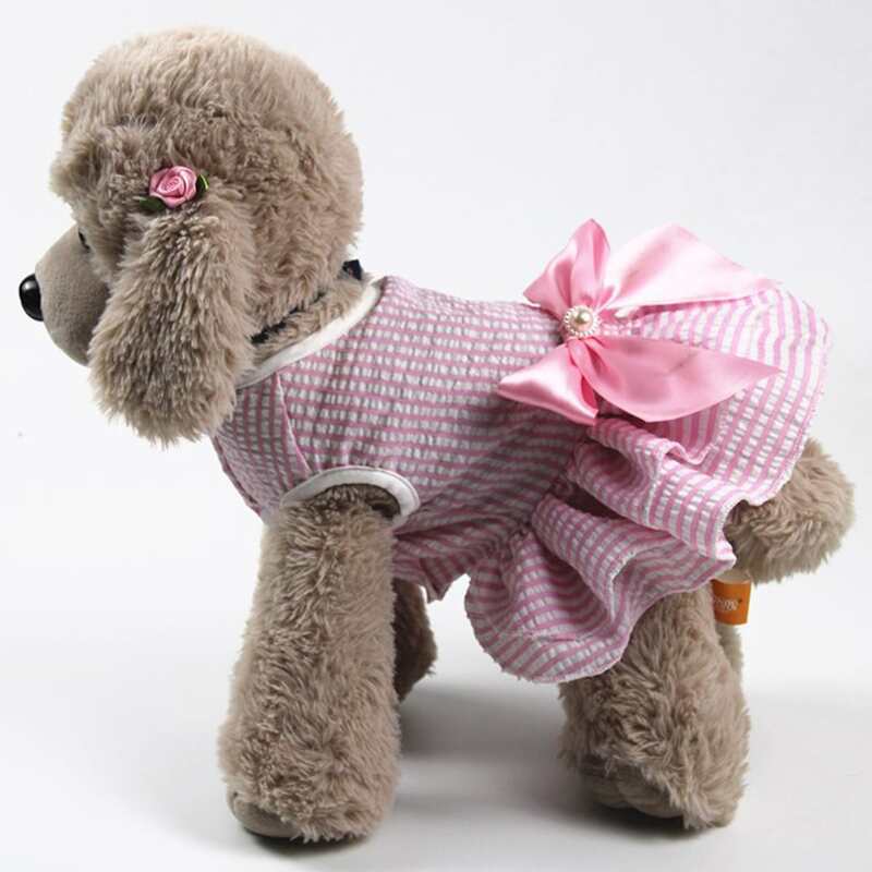 

1pc Gingham Dog Dress With Bow, Pink