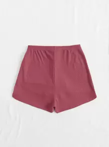 SHEIN EZwear Redwood Casual Vlak Korte broek Geknoopt