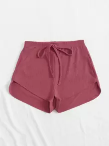 SHEIN EZwear Redwood Casual Vlak Korte broek Geknoopt