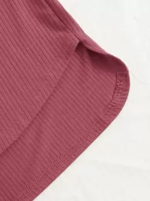 SHEIN EZwear Redwood Casual Vlak Korte broek Geknoopt